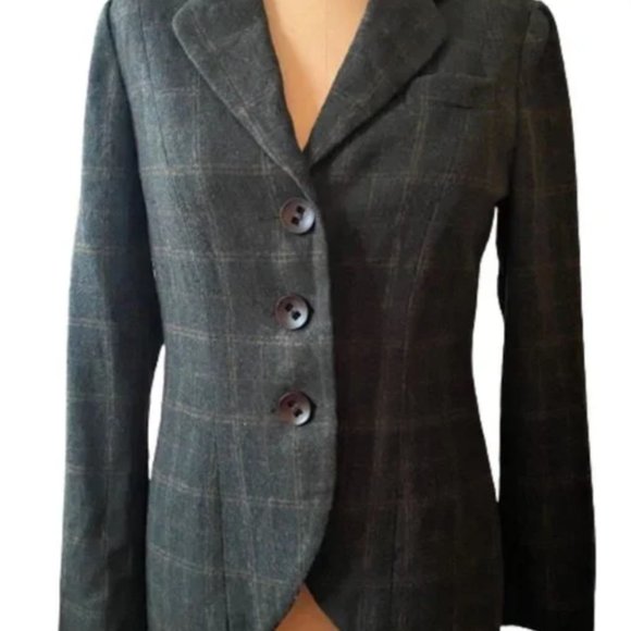 CAbi tuxedo style blazer jacket plaid with cool lining - Picture 2 of 14